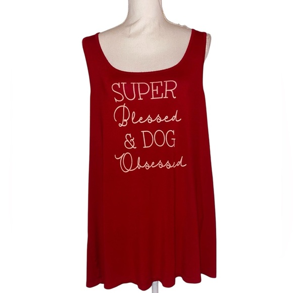 Torrid Brand Plus SZ Super Soft Tank “Super Blessed & Dog Obsessed” Size 2X Red - Picture 1 of 4